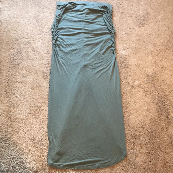Olive Drape Front Maxi Skirt - Picture 2 of 4